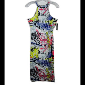 Graffiti Print Dress Sleeveless Tank Dress Women Size M By New Look NWT